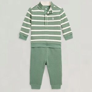 Polo Ralph Lauren green stripe French Rib set